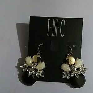 Gold black Crystal tear drop earrings